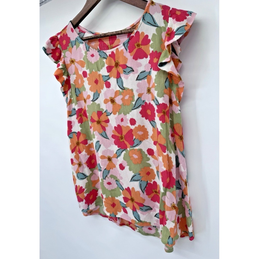 Les Amis Pink Floral Ruffle Sleeve Fairy L bloomcore ruffle gauzy colorful